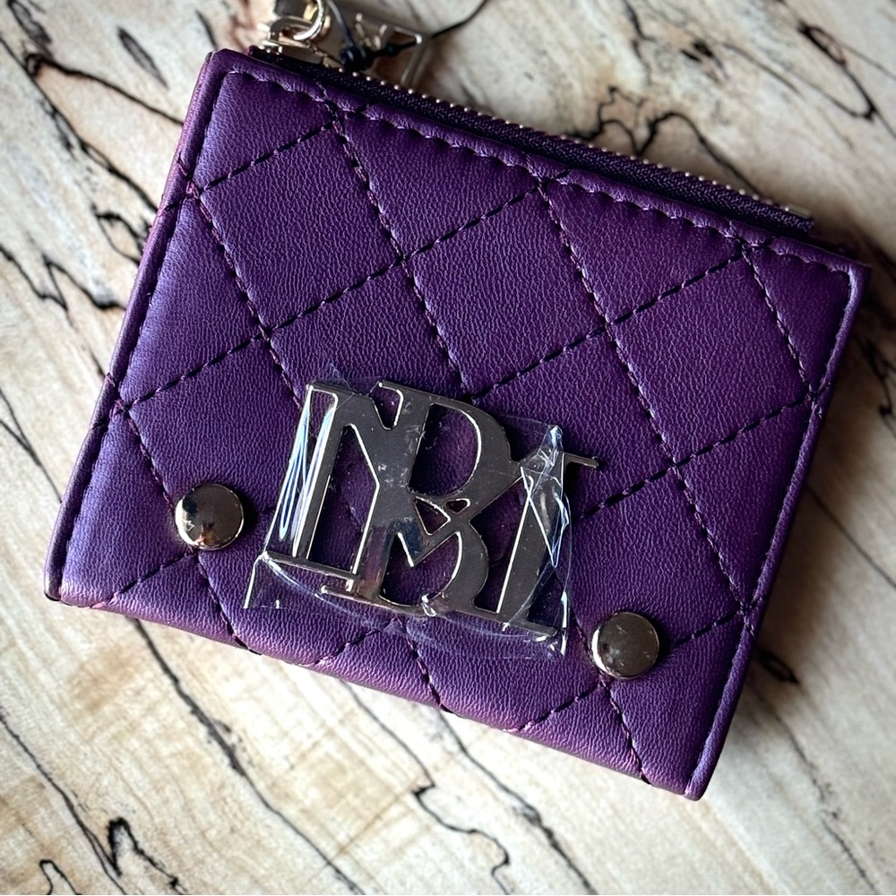 NWT Badgley Mischka Plum Short Card Wallet
